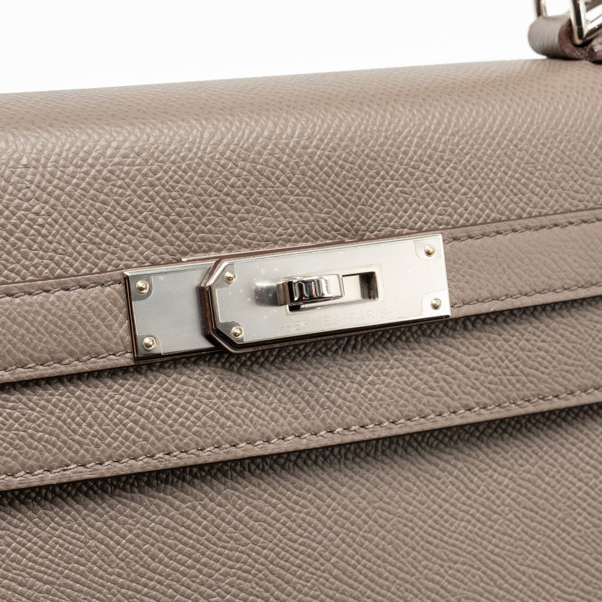 Hermes Kelly 28 Epsom 8F Gris Etain SHW