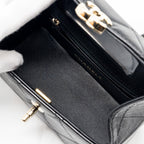 CHANEL 23K TOP HANDLE VANITY BAG SHINY CALFSKIN BLACK GHW (MICROCHIP)