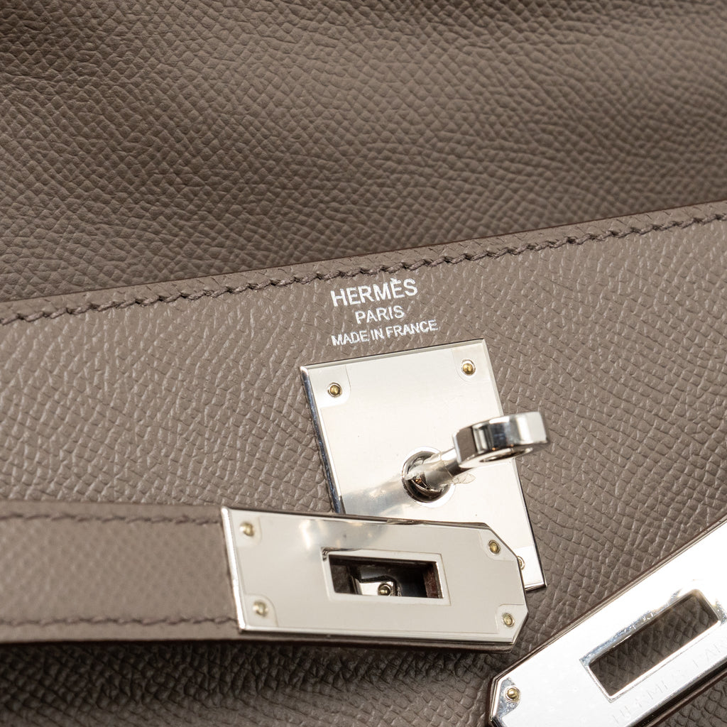Hermes Kelly 28 Epsom 8F Gris Etain SHW