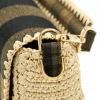 FENDI BAGUETTE SHOULDER BAG FABRIC BROWN/CREAM