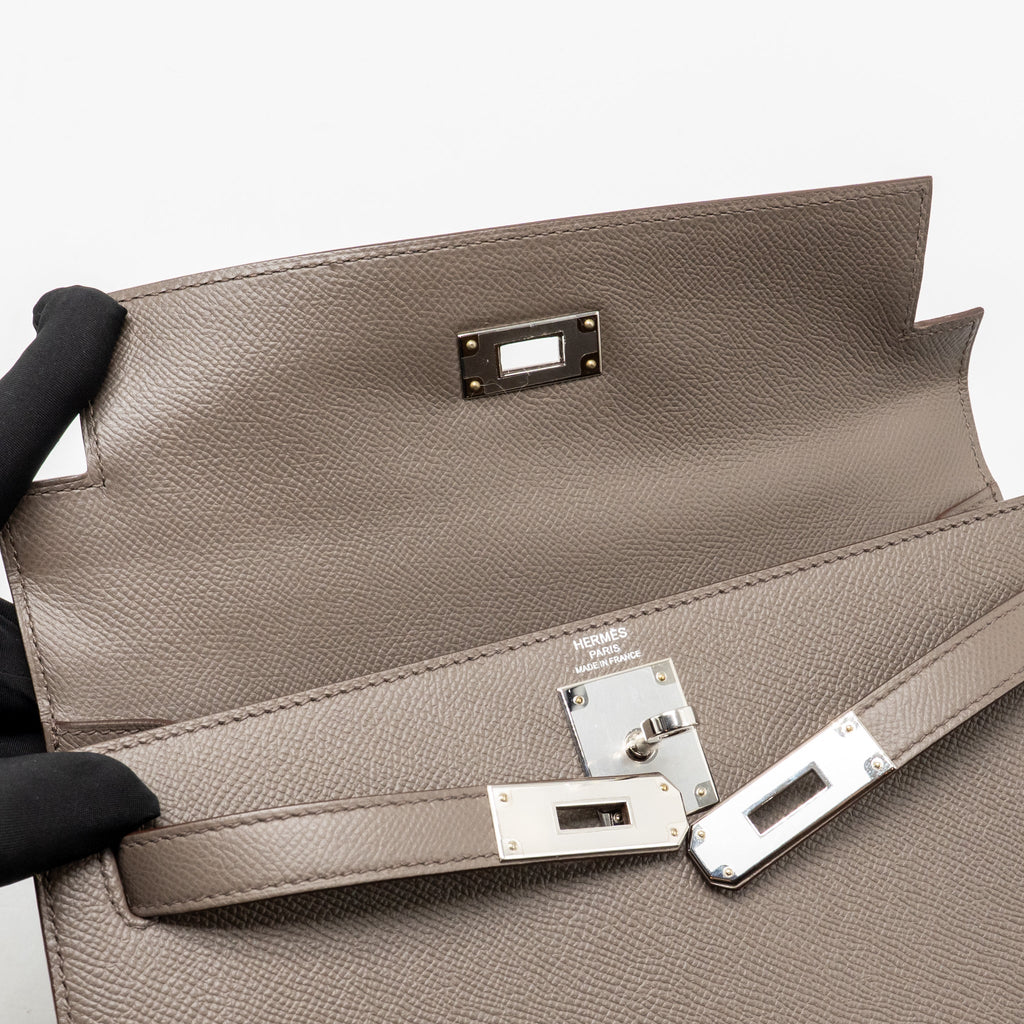 Hermes Kelly 28 Epsom 8F Gris Etain SHW