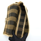 FENDI BAGUETTE SHOULDER BAG FABRIC BROWN/CREAM