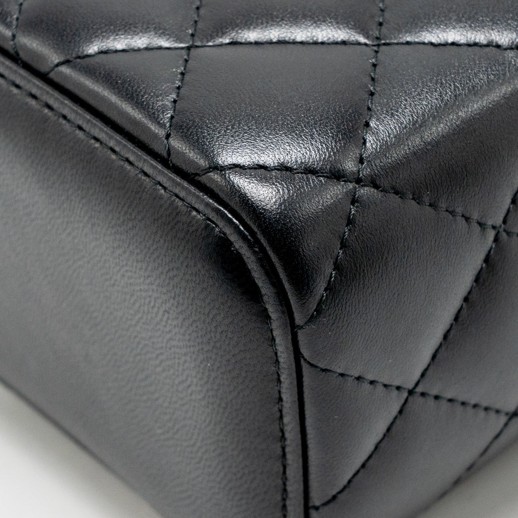 Chanel top handle mini vanity case with chain lambskin black GHW