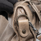 BALENCIAGA CLASSIC CITY BAG LIGHT BROWN RUTHENIUM HARDWARE