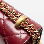 CHANEL GOLD CRUSH MINI FLAP BAG CALFSKIN RED GHW (MICROCHIP)