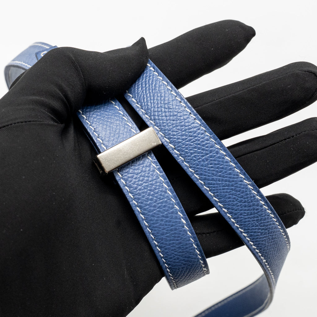 Hermes Baton de Craie epsom Blue SHW