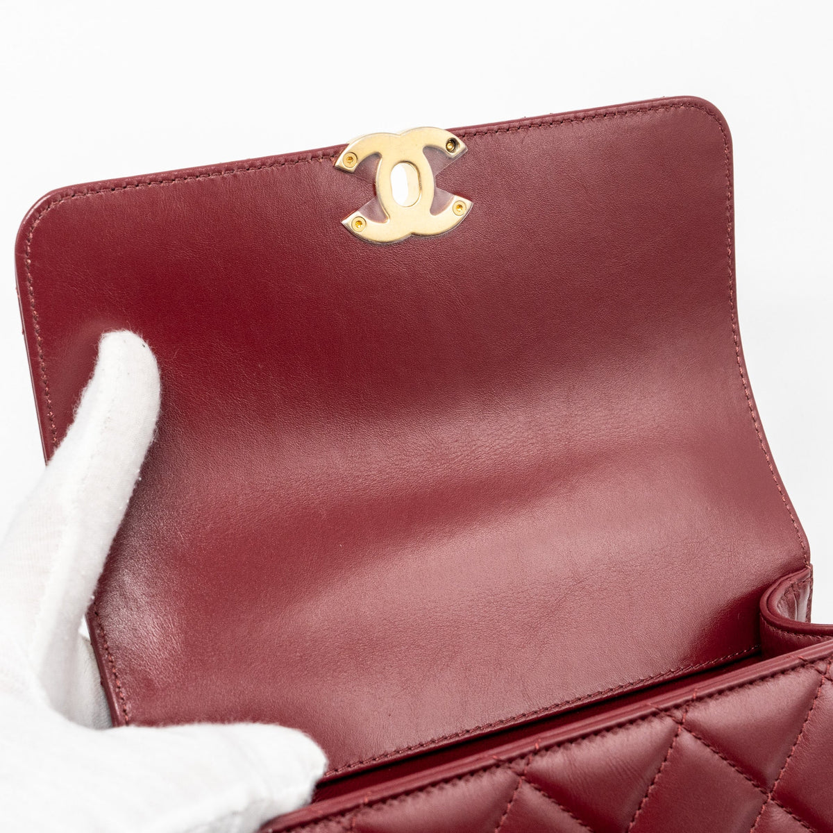 CHANEL GOLD CRUSH MINI FLAP BAG CALFSKIN RED GHW (MICROCHIP)