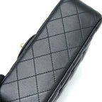 CHANEL TOP HANDLE MINI RECTANGULAR FLAP BAG LAMBSKIN BLACK LGHW (MICROCHIP)