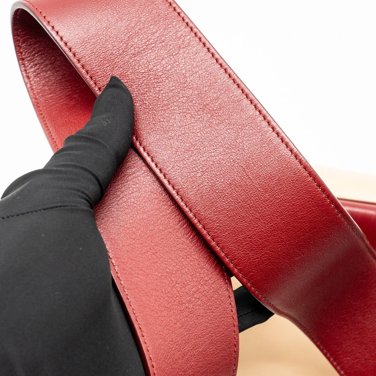 Celine Medium Frame Bag Calfskin Ruby Red / Beige GHW