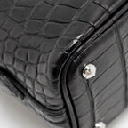 Hermes Mini Bolide Alligator Mississippiensis Mat Black SHW