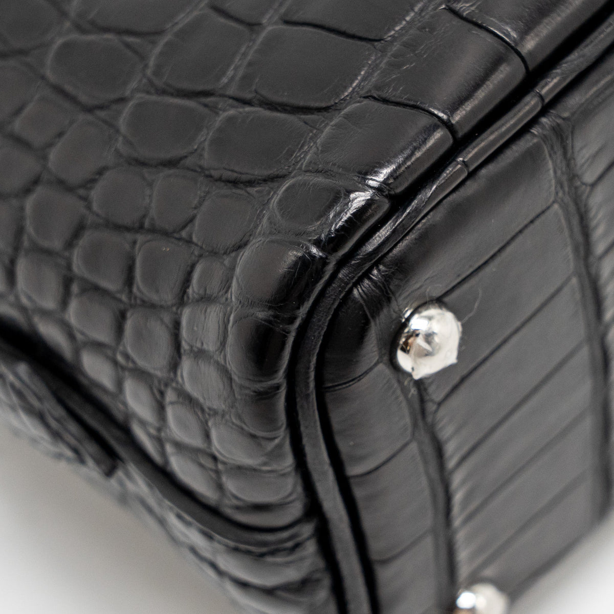 Hermes Mini Bolide Alligator Mississippiensis Mat Black SHW