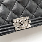 Chanel large boy bag quilted calfskin black ruthenium silver hardware