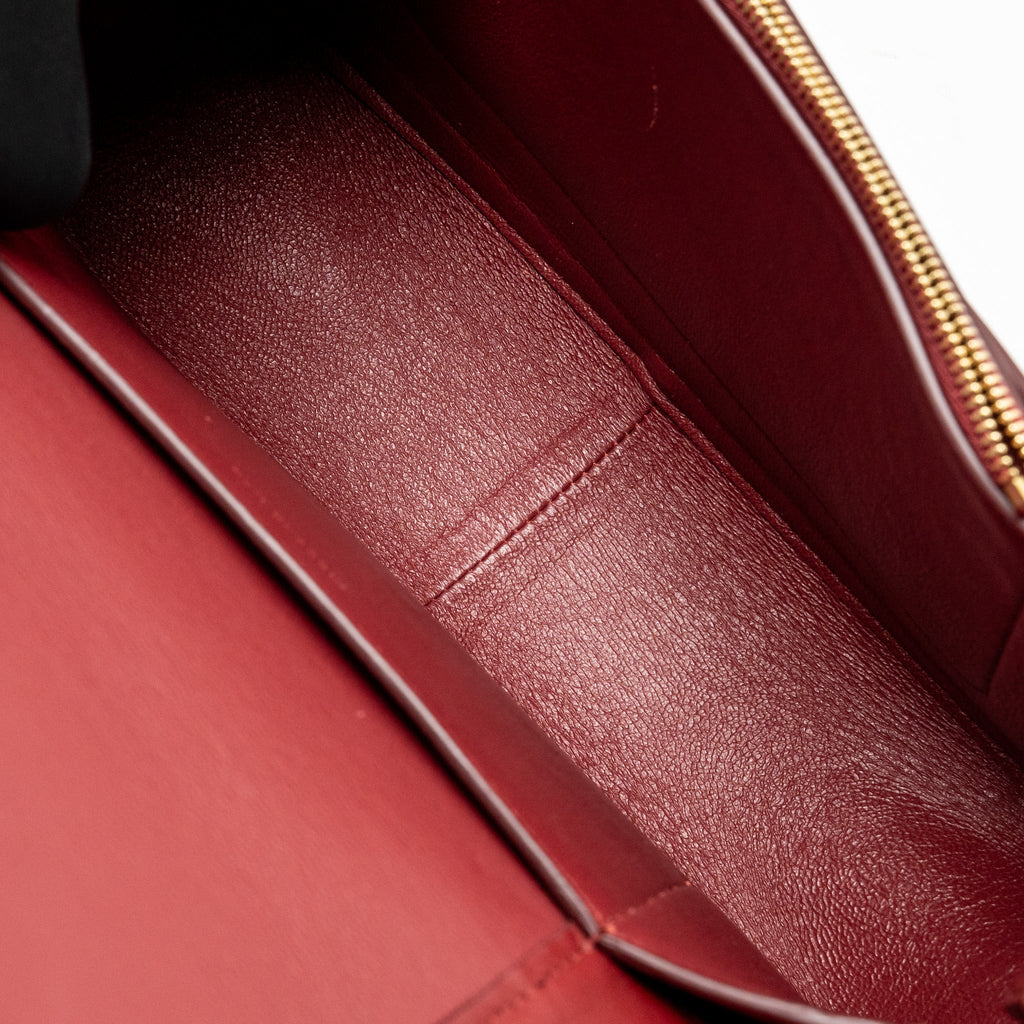 Celine Medium Frame Bag Calfskin Ruby Red / Beige GHW