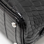 HERMES MINI BOLIDE ALLIGATOR MISSISSIPPIENSIS MAT BLACK SHW