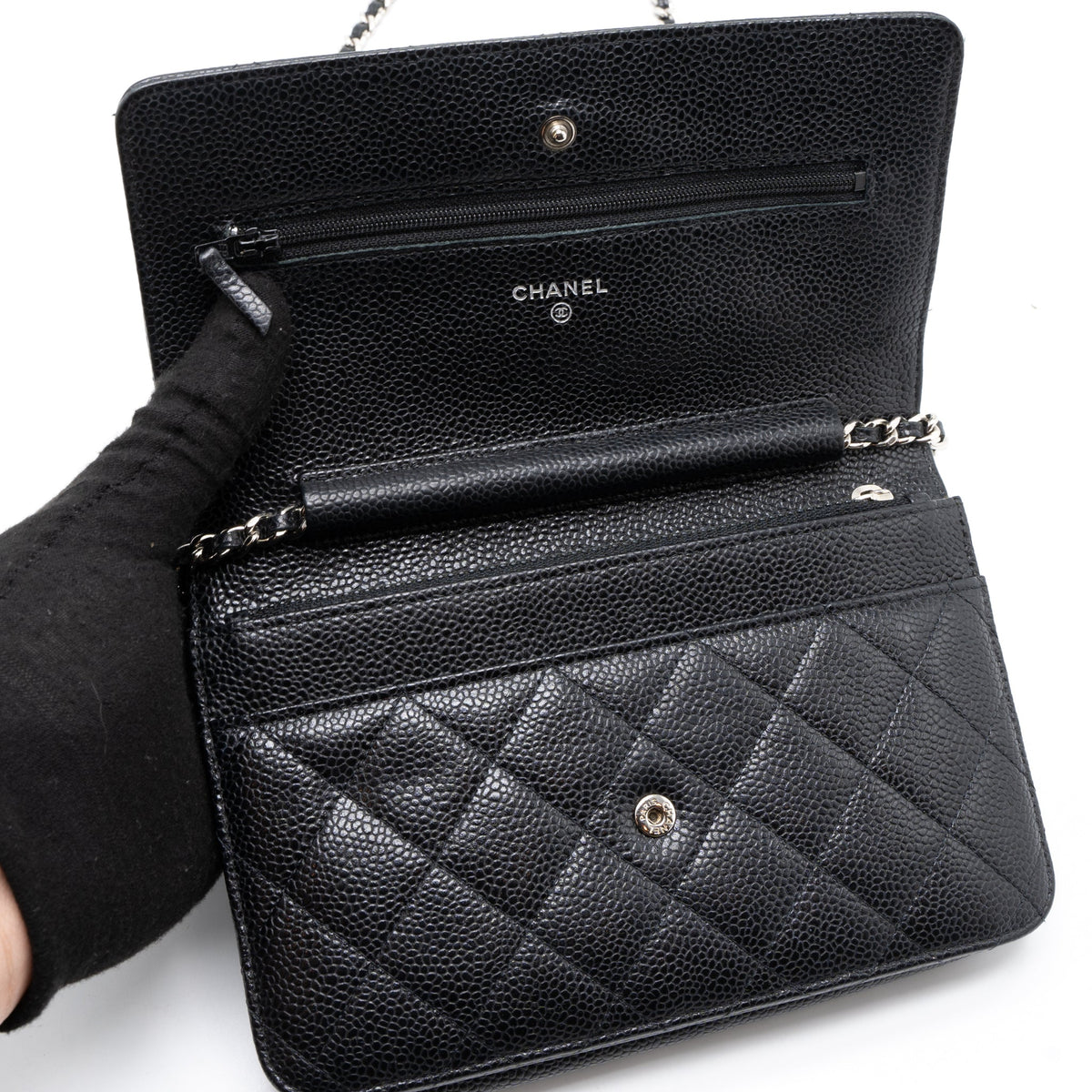 CHANEL CLASSIC WALLET ON CHAIN CAVIAR BLACK SHW
