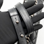 Chanel large boy bag quilted calfskin black ruthenium silver hardware