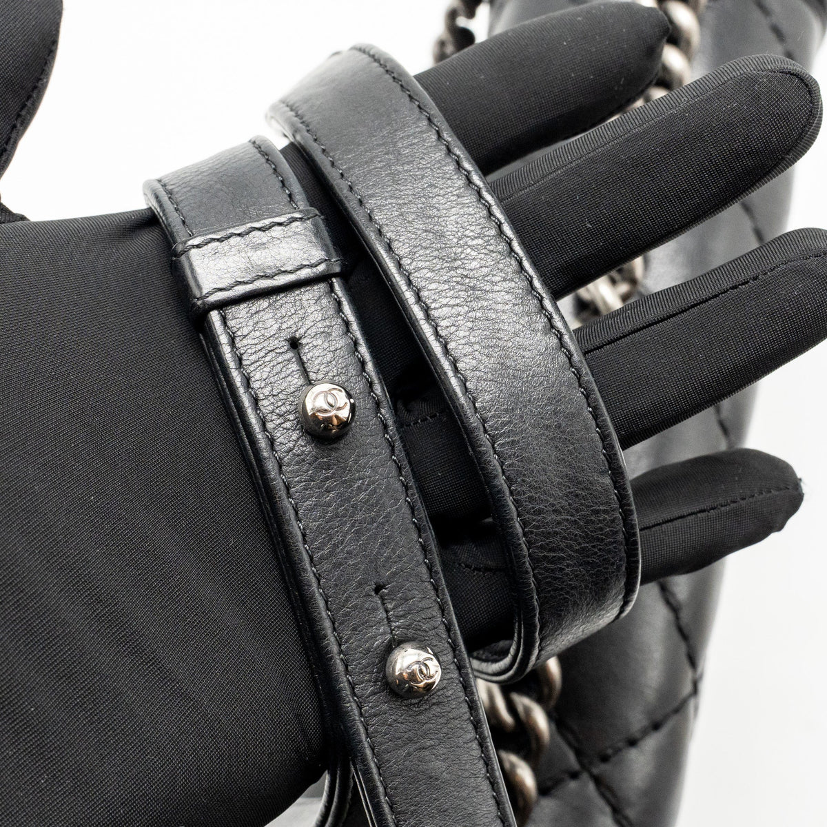 Chanel large boy bag quilted calfskin black ruthenium silver hardware