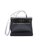 HERMES HERBAG ZIP 31 BAG CANVAS/HUNTER BLACK GHW