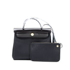 HERMES HERBAG ZIP 31 BAG CANVAS/HUNTER BLACK GHW