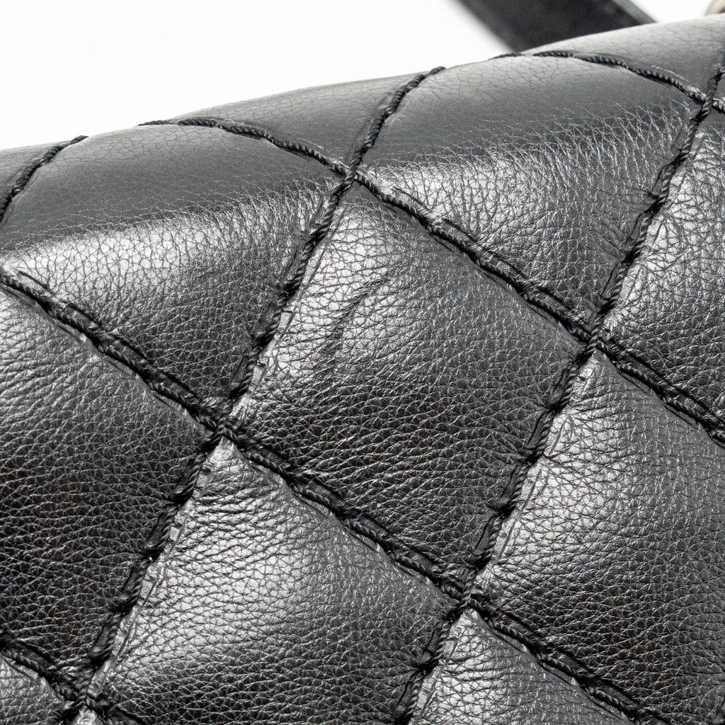 Chanel large boy bag quilted calfskin black ruthenium silver hardware