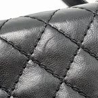 Chanel large boy bag quilted calfskin black ruthenium silver hardware