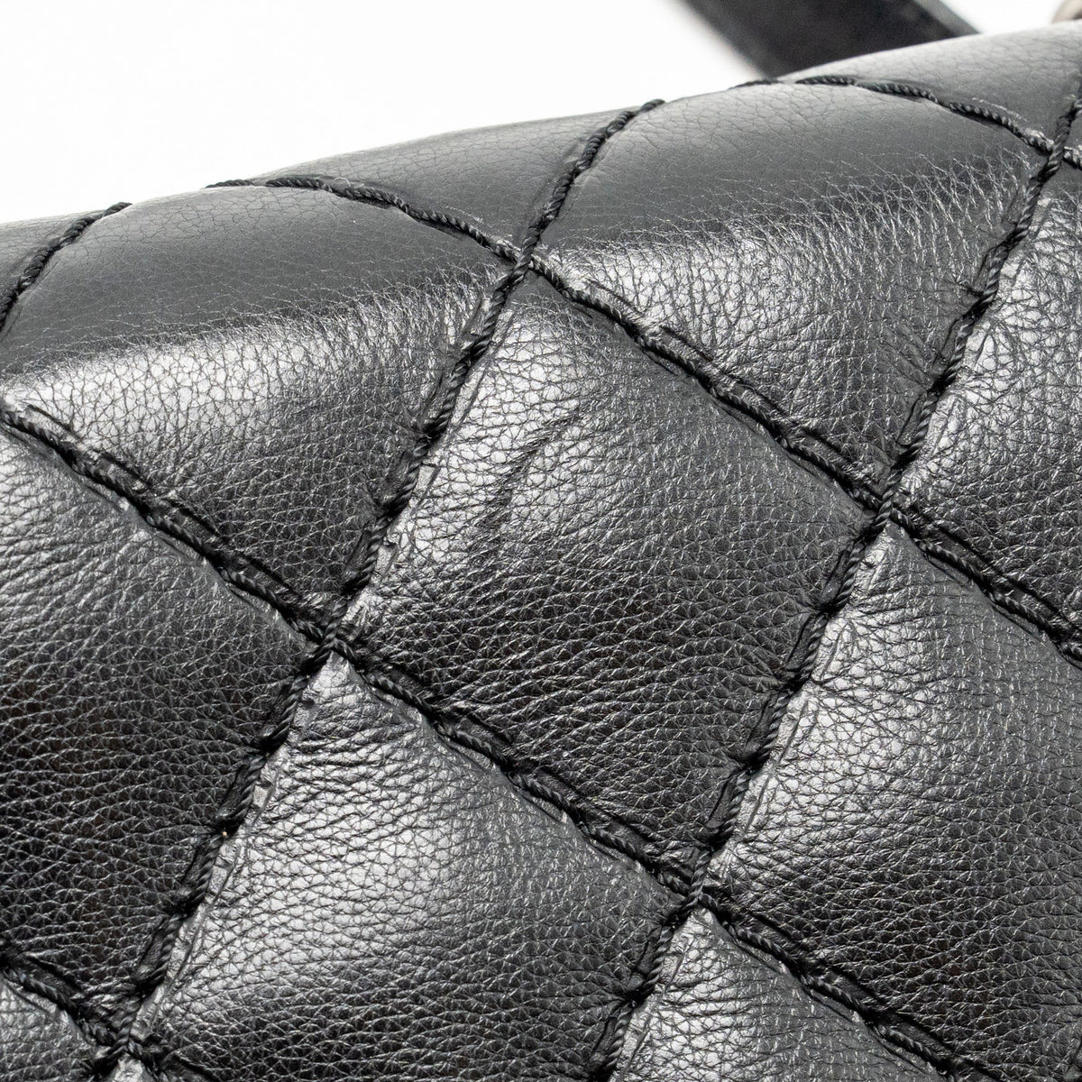 Chanel large boy bag quilted calfskin black ruthenium silver hardware