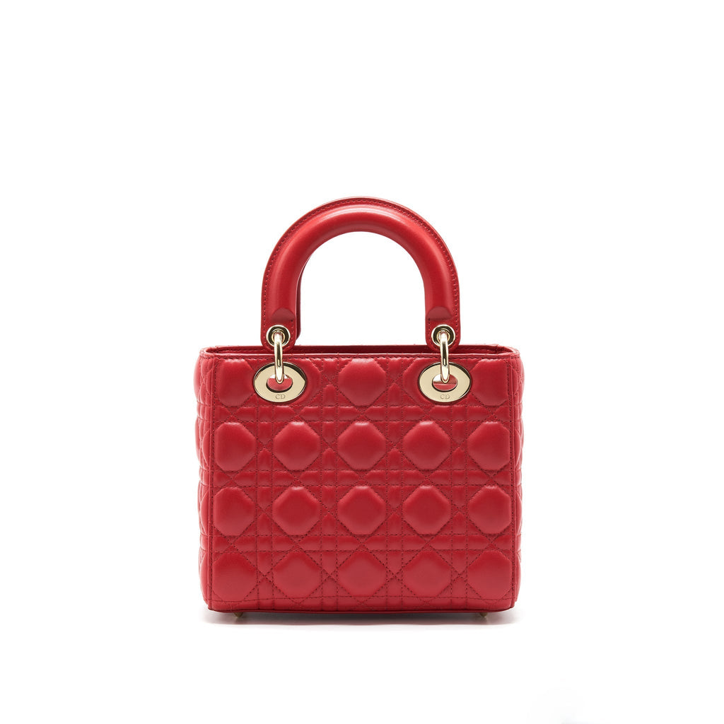 DIOR SMALL LADY DIOR BAG IN RED GHW