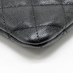 Chanel O case large clutch/pouch quilted caviar black LGHW