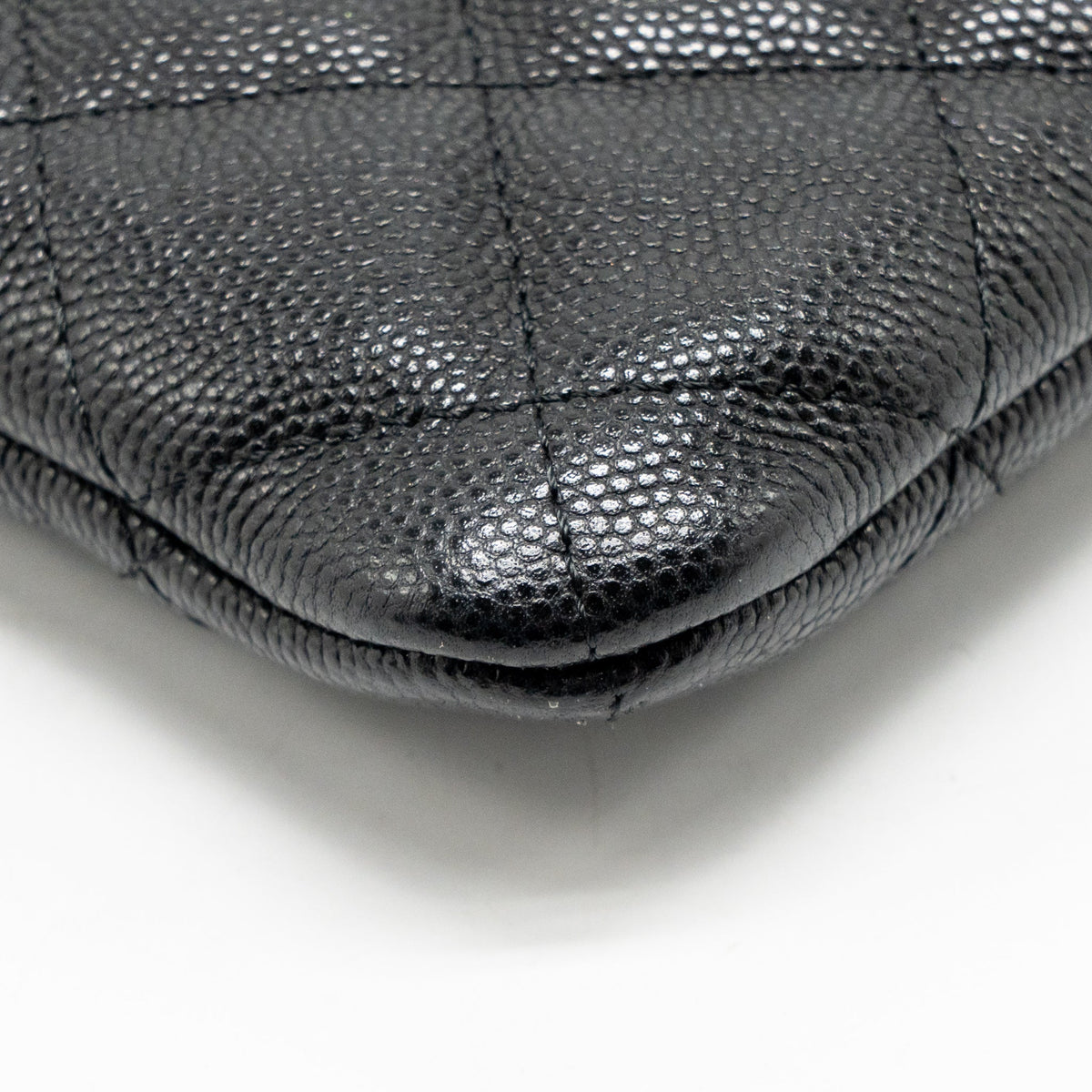 Chanel O case large clutch/pouch quilted caviar black LGHW