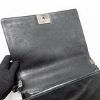Chanel large boy bag quilted calfskin black ruthenium silver hardware