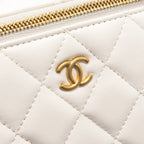 CHANEL LONG VANITY WITH COCO LETTER CHAIN LAMBSKIN WHITE GHW (MICROCHIP)