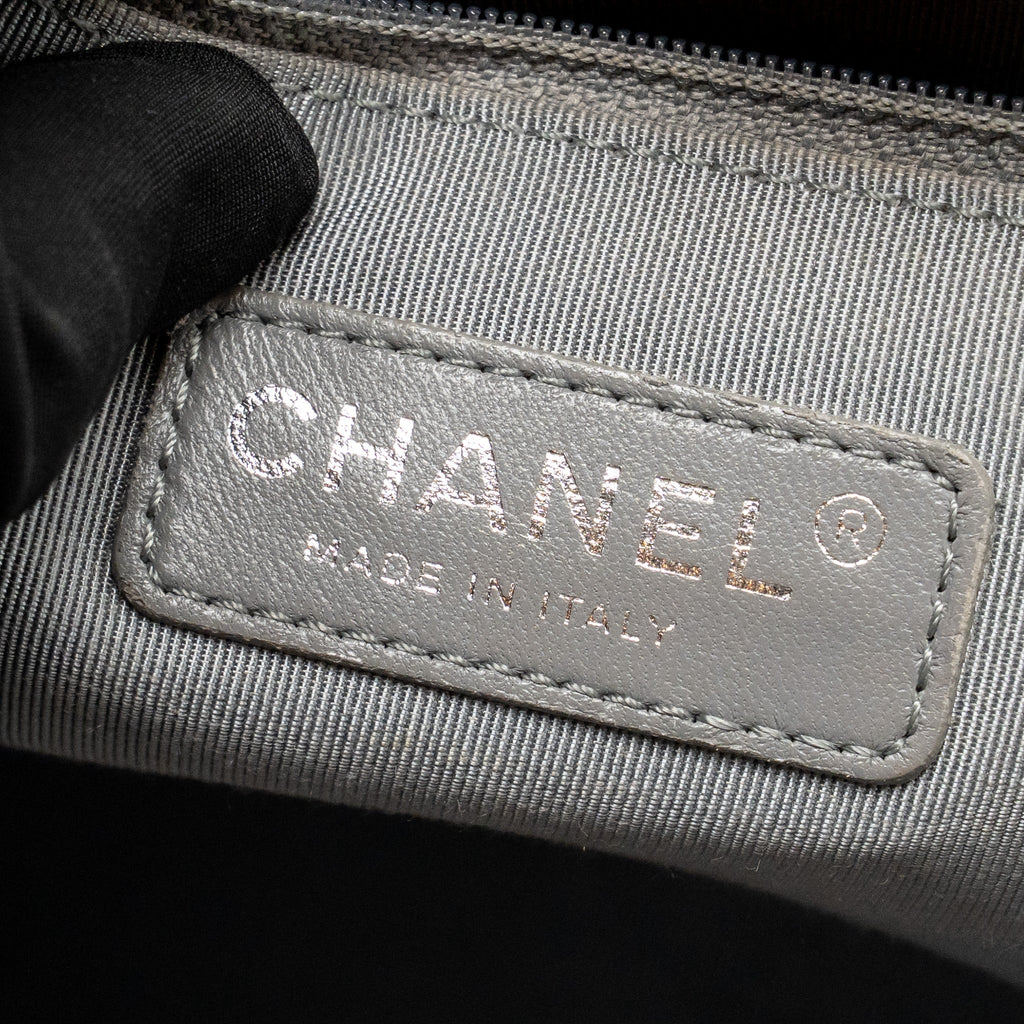 Chanel large boy bag quilted calfskin black ruthenium silver hardware