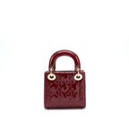 DIOR MINI LADY DIOR PATENT LEATHER RED WITH LGHW