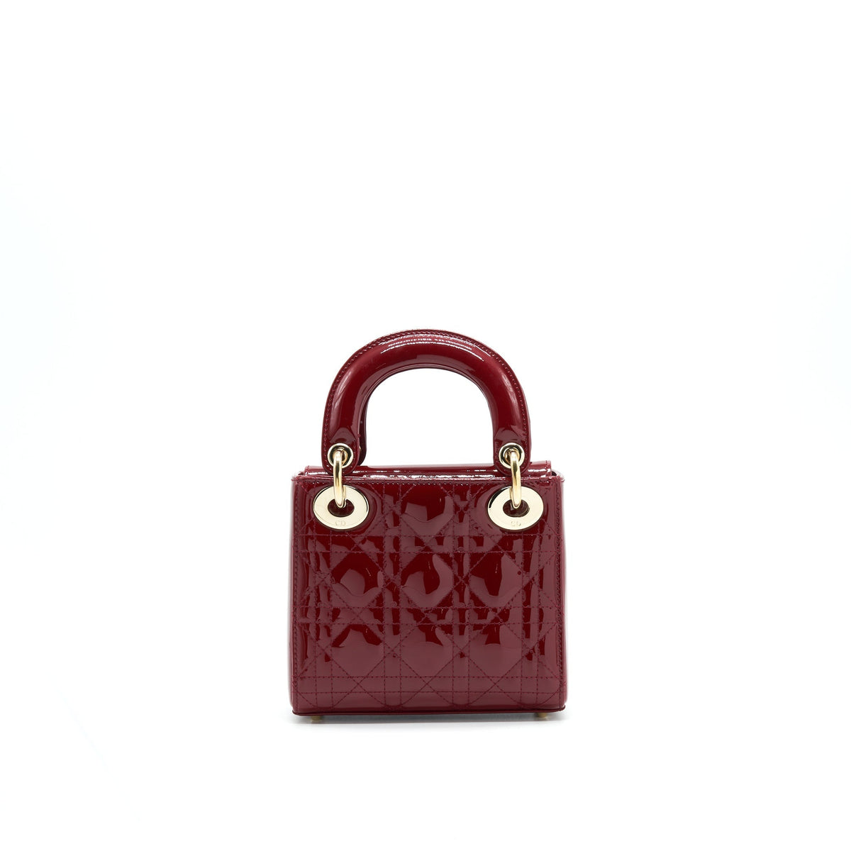DIOR MINI LADY DIOR PATENT LEATHER RED WITH LGHW