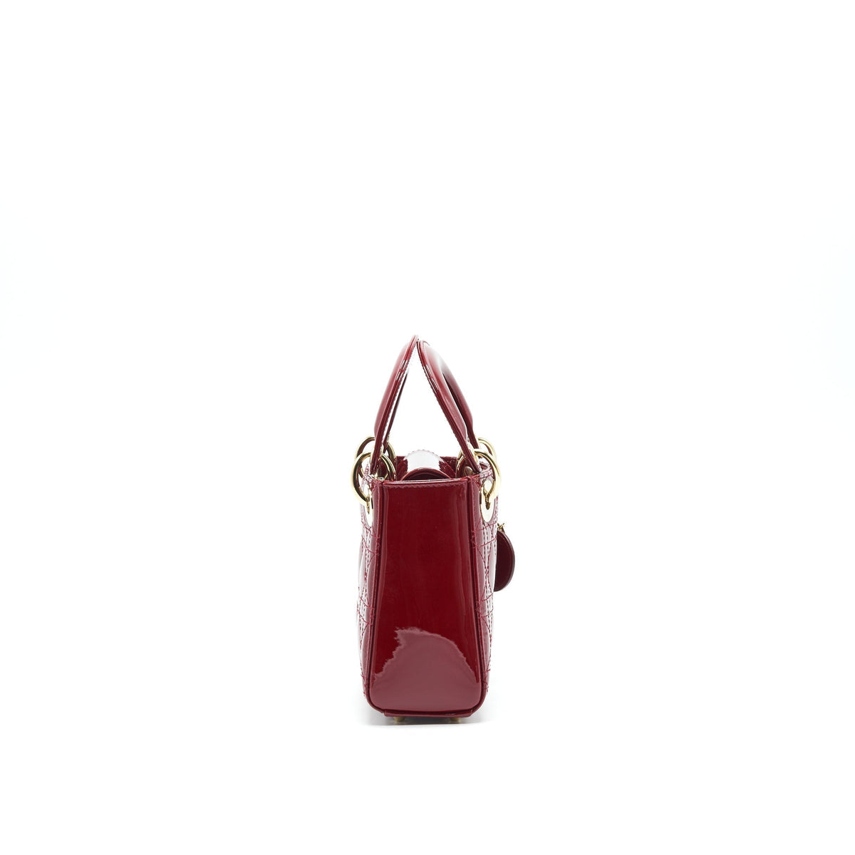 DIOR MINI LADY DIOR PATENT LEATHER RED WITH LGHW