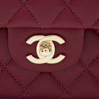 CHANEL MEDIUM CLASSIC FLAP BAG LAMBSKIN DARK RED LGHW (MICROCHIP)