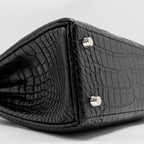 HERMES KELLY 25 MATT ALLIGATOR MISSISSIPPIENSIS BLACK SHW