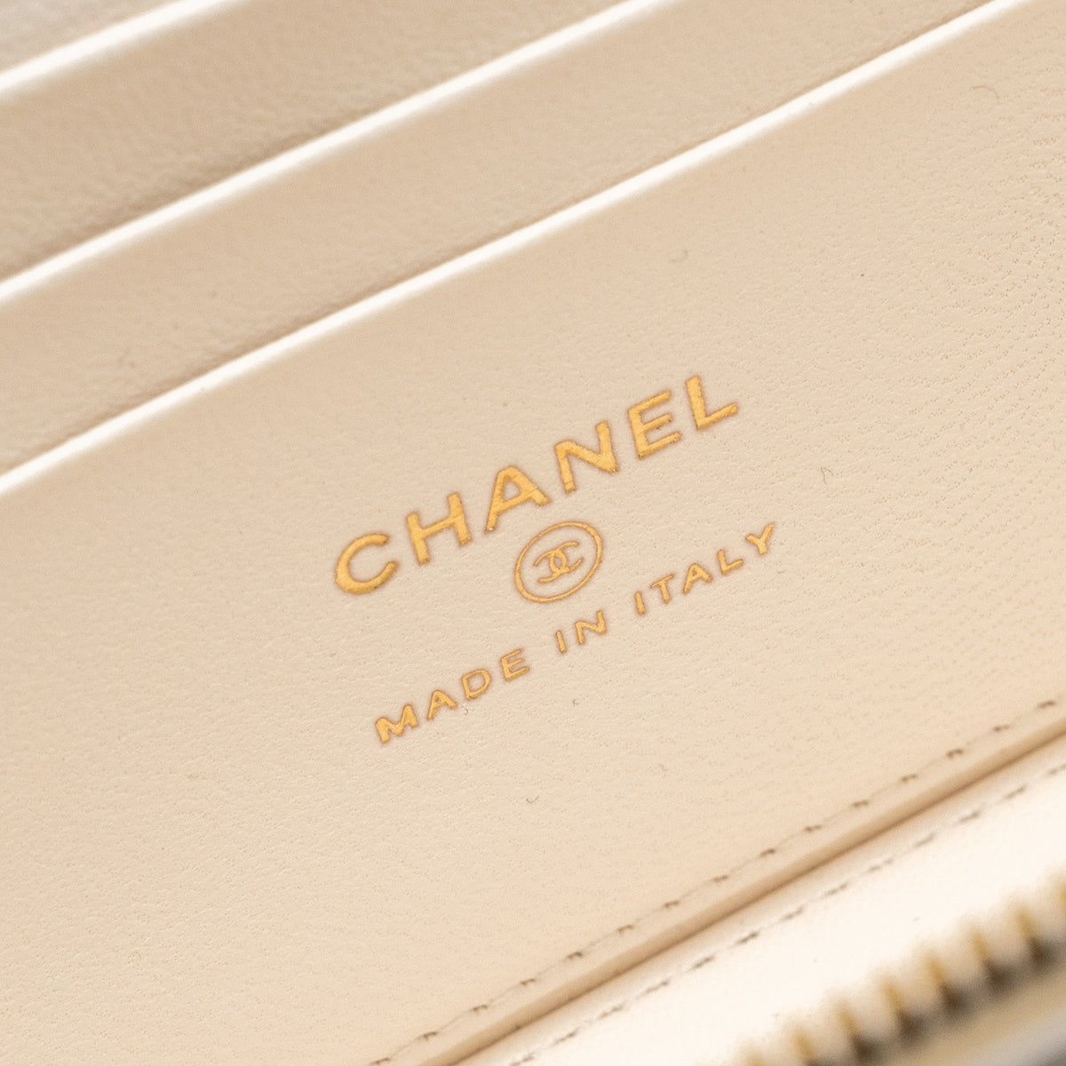 CHANEL LONG VANITY WITH COCO LETTER CHAIN LAMBSKIN WHITE GHW (MICROCHIP)