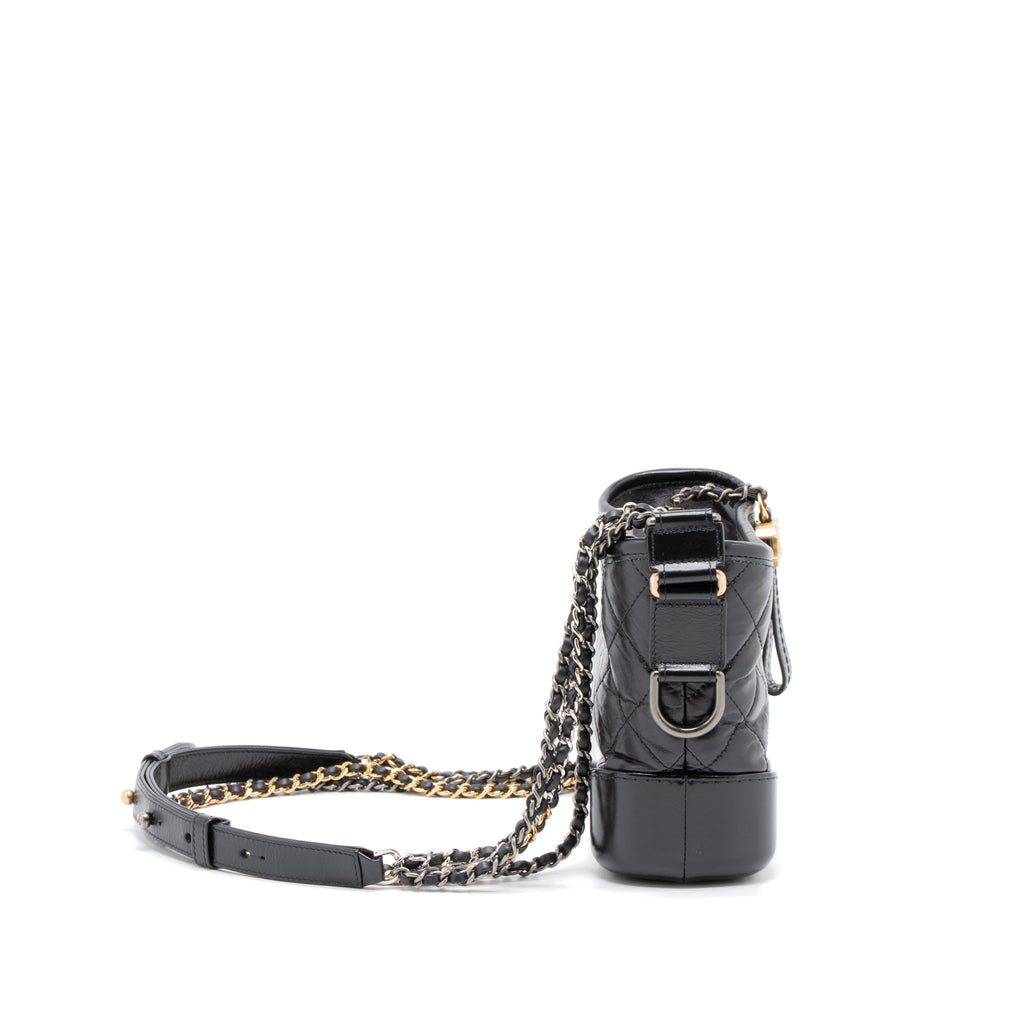 CHANEL SMALL GABRIELLE HOBO BAG AGED CALFSKIN BLACK MULTICOLOUR HARDWARE