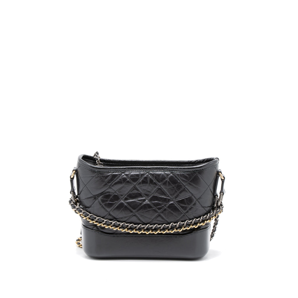 CHANEL SMALL GABRIELLE HOBO BAG AGED CALFSKIN BLACK MULTICOLOUR HARDWARE