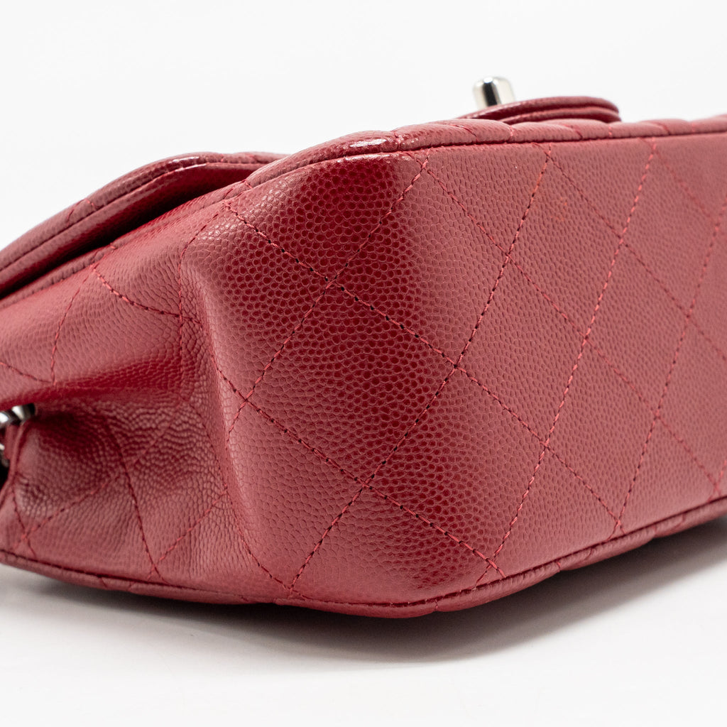 Chanel Classic Mini Square Flap Bag Caviar Red SHW