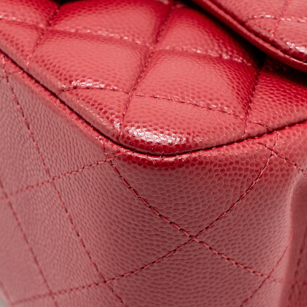 Chanel Classic Mini Square Flap Bag Caviar Red SHW