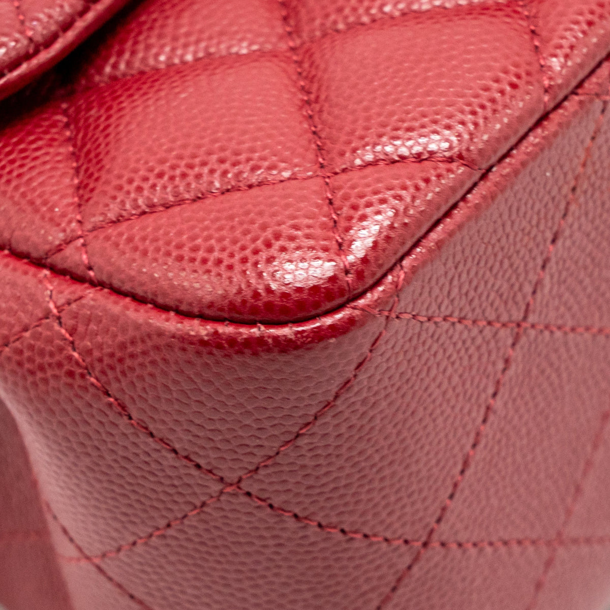 Chanel Classic Mini Square Flap Bag Caviar Red SHW