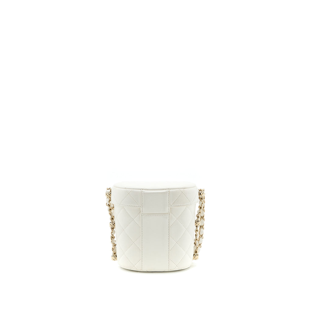 CHANEL SMALL VANITY CASE LAMBSKIN WHITE LGHW (MICROCHIP)