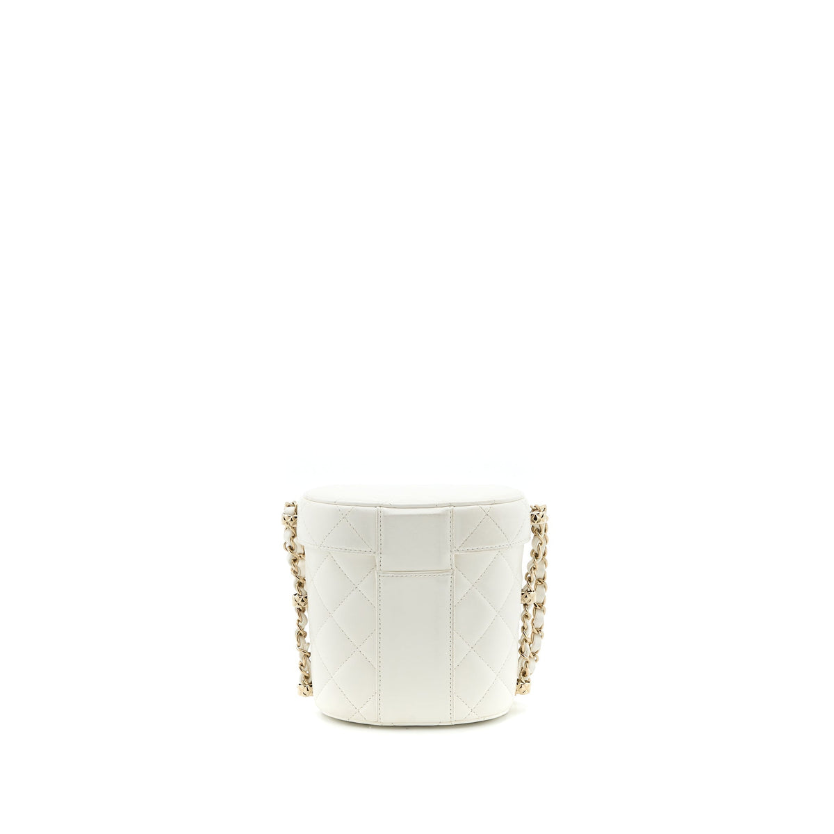 CHANEL SMALL VANITY CASE LAMBSKIN WHITE LGHW (MICROCHIP)