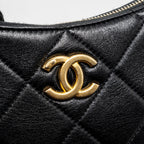CHANEL 23K HOBO BAG WITH ADJUSTABLE CHAIN LAMBKIN BLACK GHW (MICROCHIP)