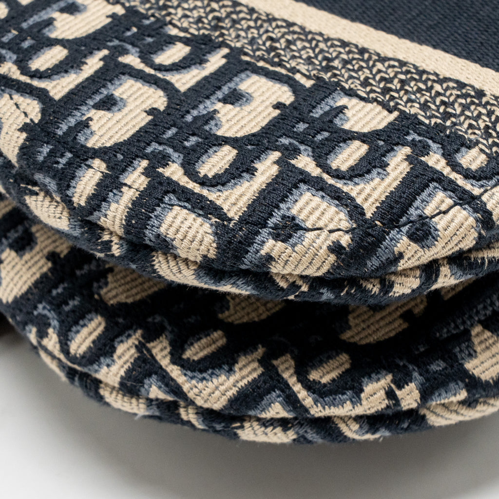 DIOR MEDIUM SADDLE BAG OBLIQUE EMBROIDERY CANVAS BLUE GHW