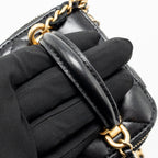 Chanel top handle mini vanity case with chain lambskin black GHW