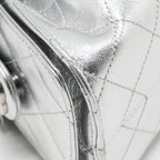 CHANEL MINI 25 BAG METALLIC GRAINED CALFSKIN SILVER SHW (MICROCHIP)