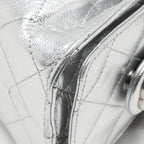 CHANEL MINI 25 BAG METALLIC GRAINED CALFSKIN SILVER SHW (MICROCHIP)